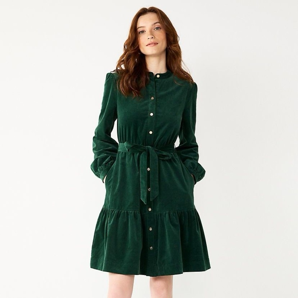 Draper James Emerald Corduroy Dress